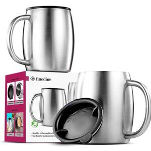 FineDine Insulated Stainless Steel Coffee Mugs 2 pack